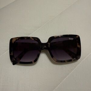 Quay Australia Oversized Square Tortoise Frame Sunglasses - Dark Gradient Lenses
